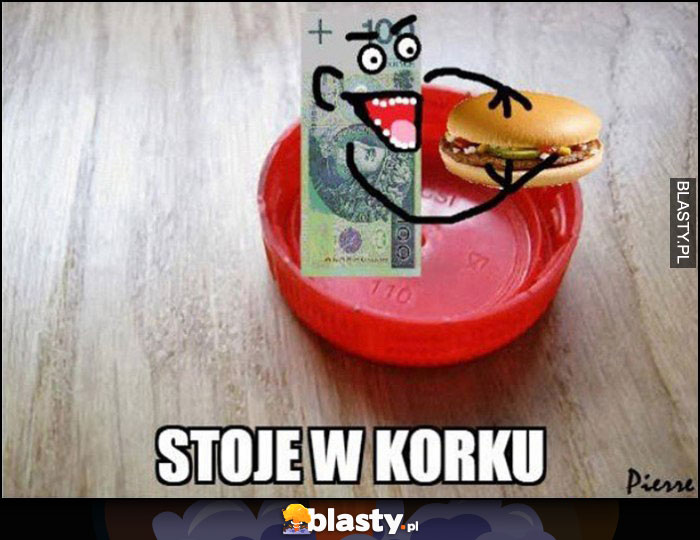 Stoję w korku banknot 100 PLN je w korku dosłownie