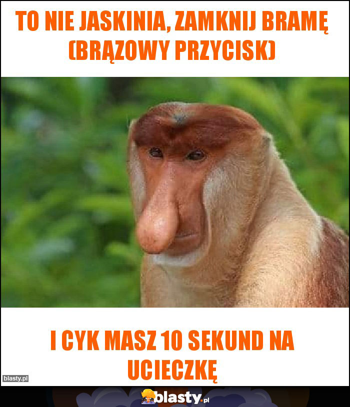 To nie jaskinia, zamknij bramę (brązowy przycisk)