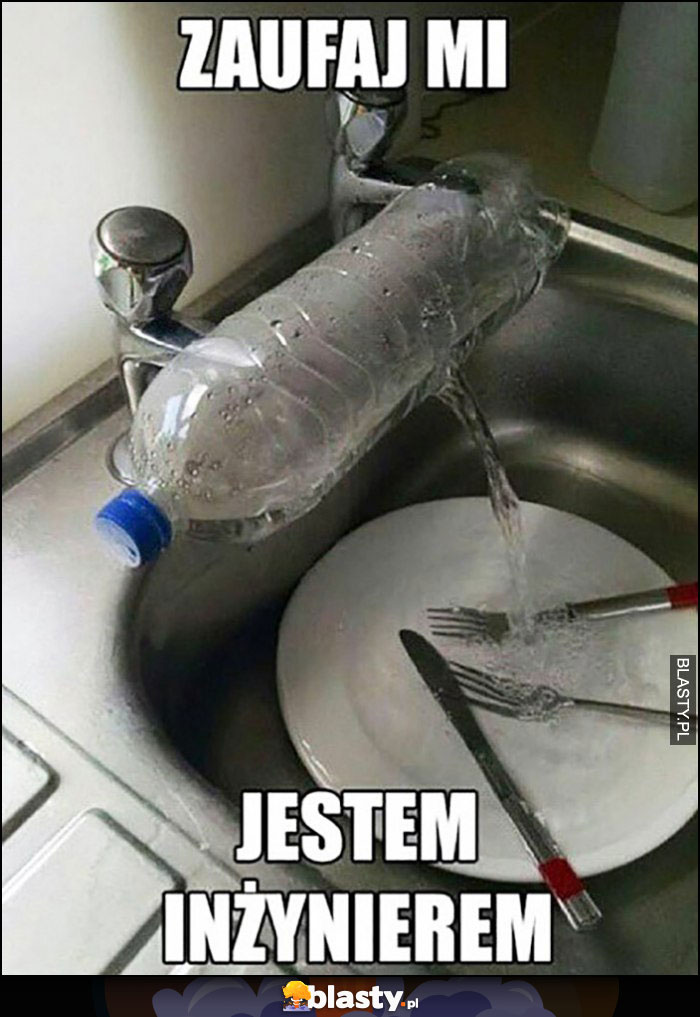 Zaufaj mi, jestem inżynierem, mieszalnik wody z plastikowej butelki