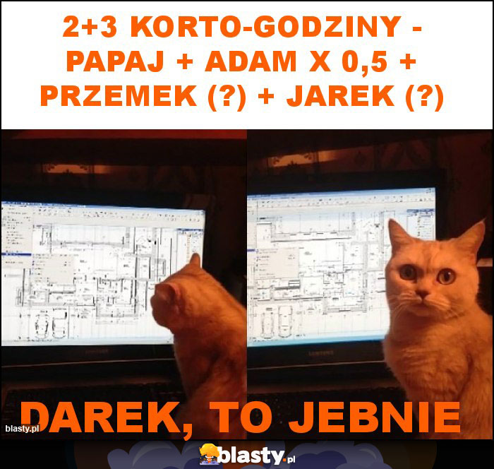 2+3 korto-godziny - Papaj + Adam x 0,5 + Przemek (?) + Jarek (?) 2+3 korto-godziny - Papaj + Adam x 0,5 + Przemek (?) + Jarek (?)