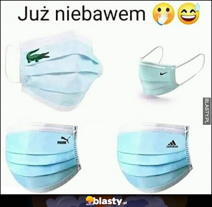 Już niebawem maski chirurgiczne przeciw korona wirus z logo lacoste nike puma adidas