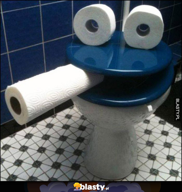 Kibel rolki papieru toaletowego jak Ciasteczkowy Potwór