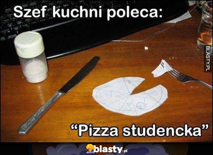 Szef kuchni poleca pizza studencka z papieru