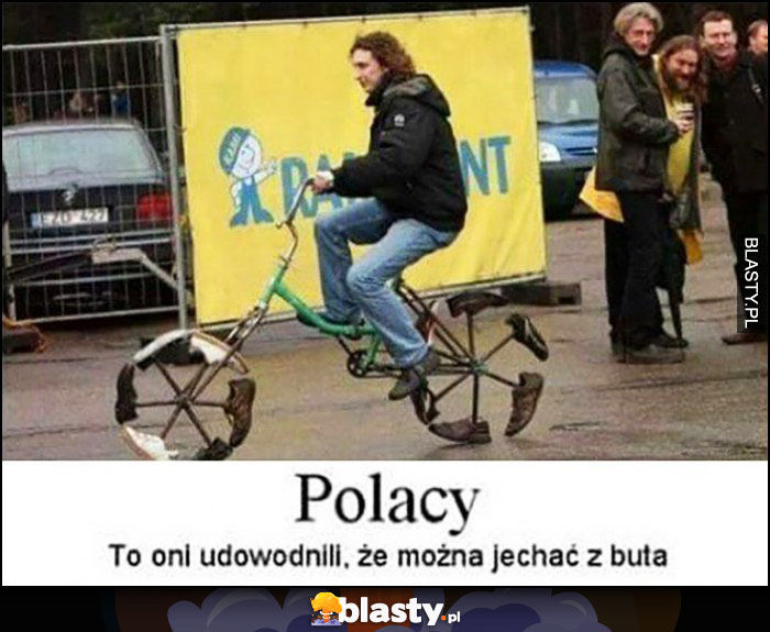Polacy to oni udowodnili, że można jechać z buta rower przeróbka
