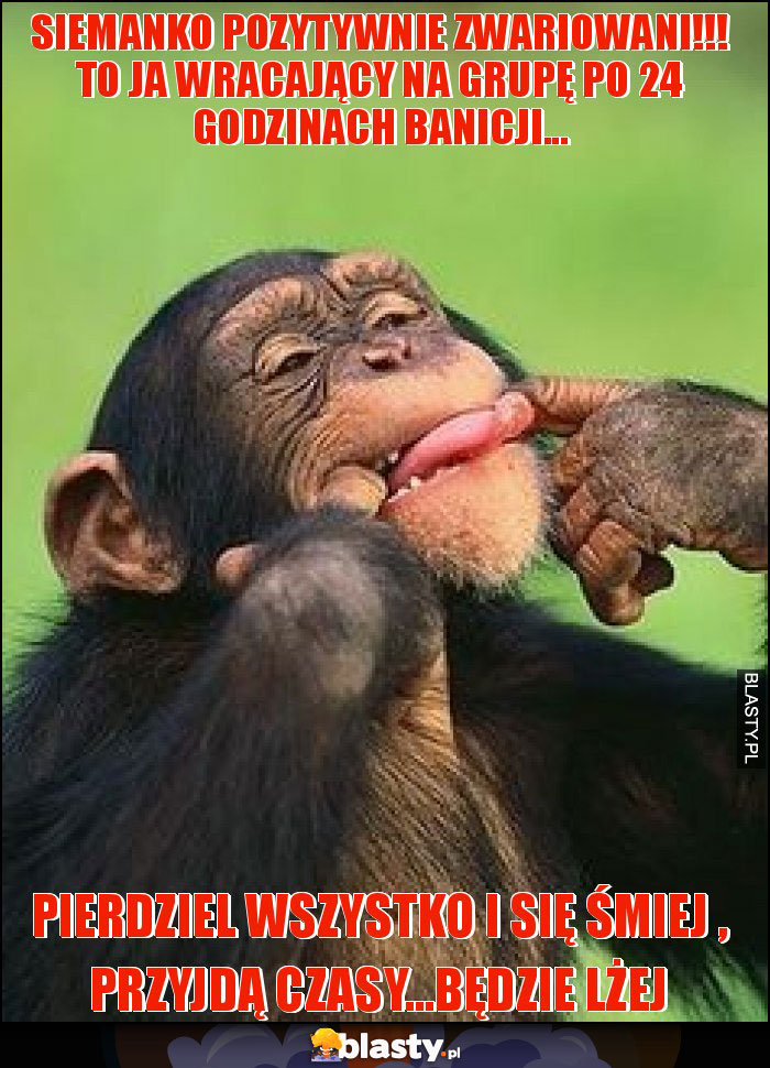 siemanko pozytywnie zwariowani!!! to ja wracający na grupę po 24 godzinach Banicji... siemanko pozytywnie zwariowani!!! to ja wracający na grupę po 24 godzinach Banicji...