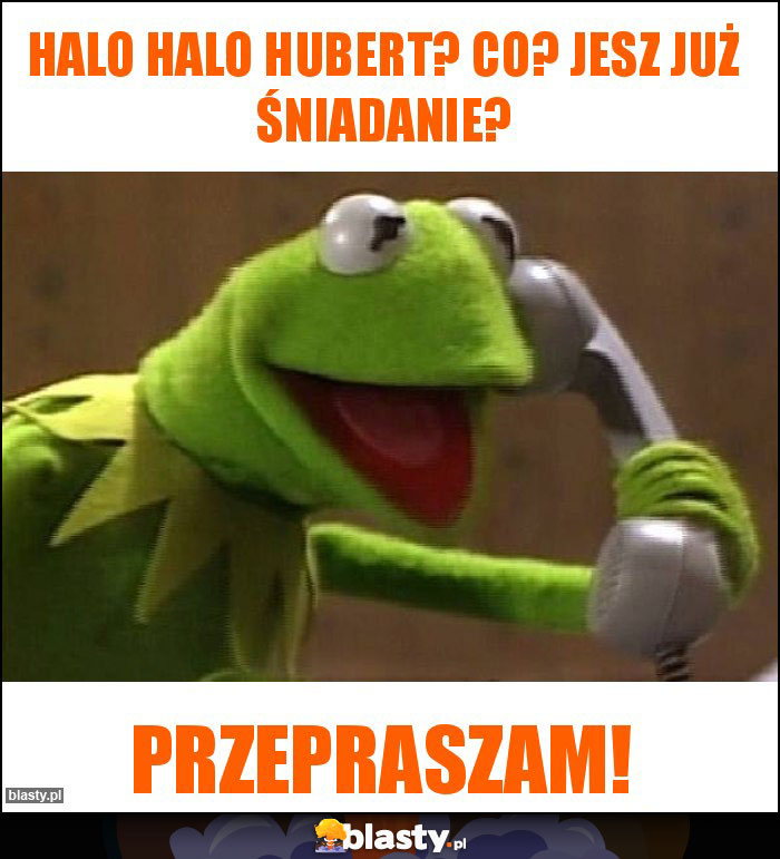 Halo halo Hubert? Co? Jesz już śniadanie? Halo halo Hubert? Co? Jesz już śniadanie?