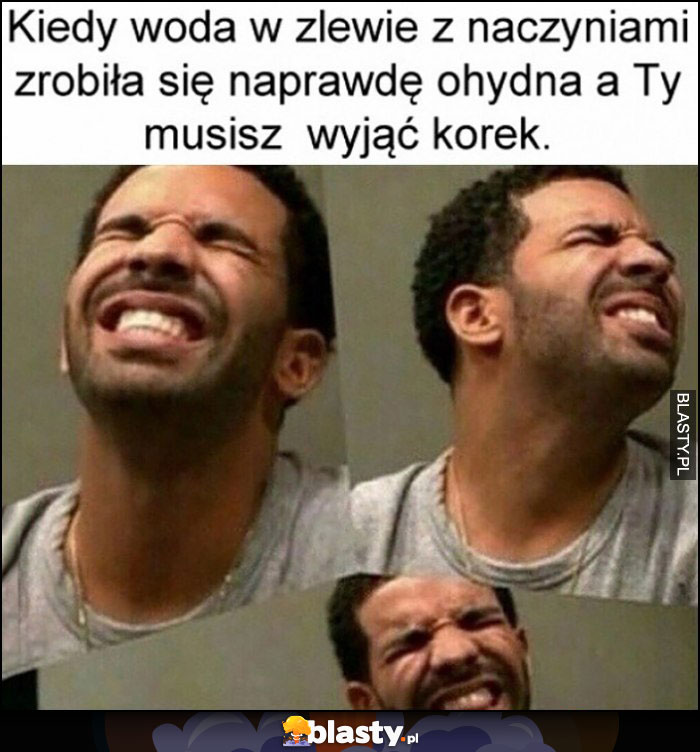 Kiedy woda w zlewie z naczyniami zrobiła się naprawdę ohydna a Ty musisz wyjąć korek Drake