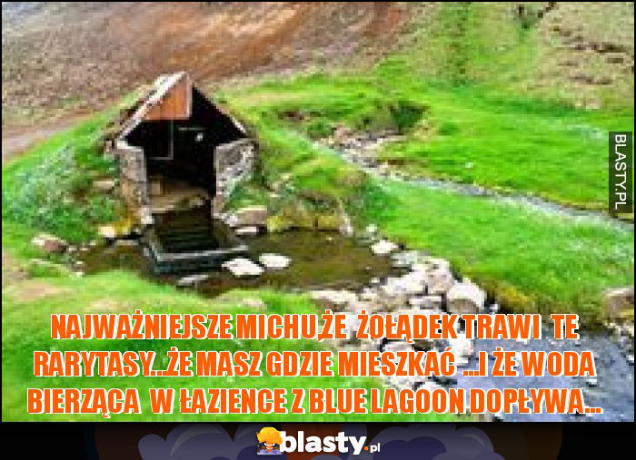 najważniejsze michu,że żołądek trawi te rarytasy...że masz gdzie mieszkać ...i że woda bierząca w łazience z Blue Lagoon dopływa... najważniejsze michu,że żołądek trawi te rarytasy...że masz gdzie mieszkać ...i że woda bierząca w łazience z Blue Lagoon dopływa...