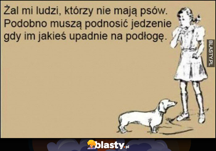 Żal mi ludzi, którzy nie mają psów, podobno muszą podnosić jedzenie gy im jakieś upadnie na podłogę