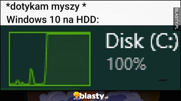 Dotykam myszy, Windows 10 na HDD 100% obciążenia