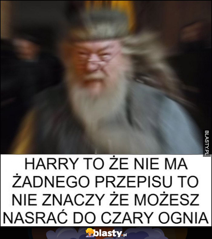 Dumbledore Harry Potter to że nie ma żadnego przepisu nie znaczy, że możesz nasrać do czary ognia