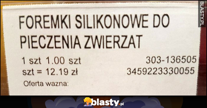 Foremki silikonowe do pieczenia zwierząt etykietka