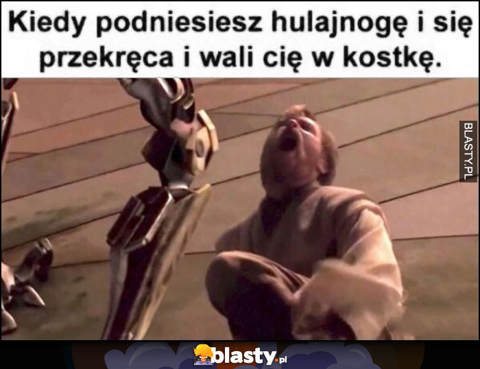 Kiedy podniesiesz hulajnogę i się przekręca i wali cię w kostkę