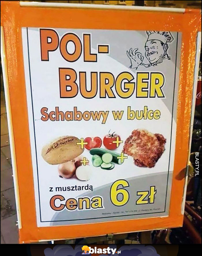 Pol-Burger schabowy w bułce z musztardą