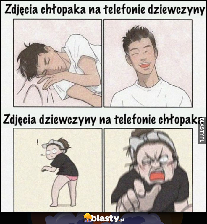 Zdjęcie chłopaka na telefonie dziewczyny vs zdjęcie dziewczyny na telefonie chłopaka porównanie