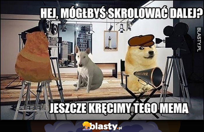 Hej, mógłbyś scrollować dalej, jeszcze kręcimy tego mema