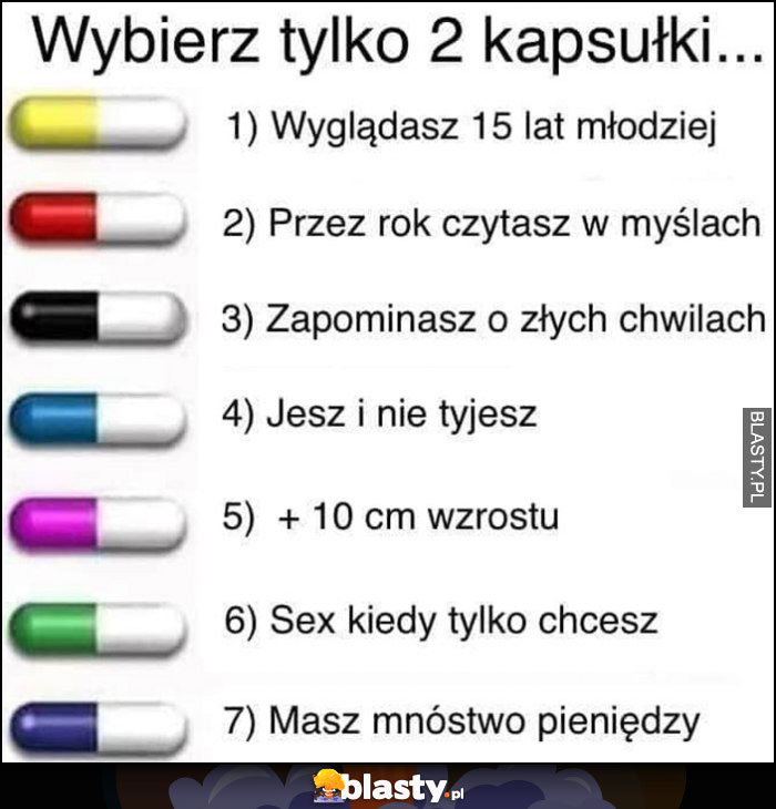 Wybierz tylko 2 kapsułki dające nadprzyrodzone moce lista gra zabawa