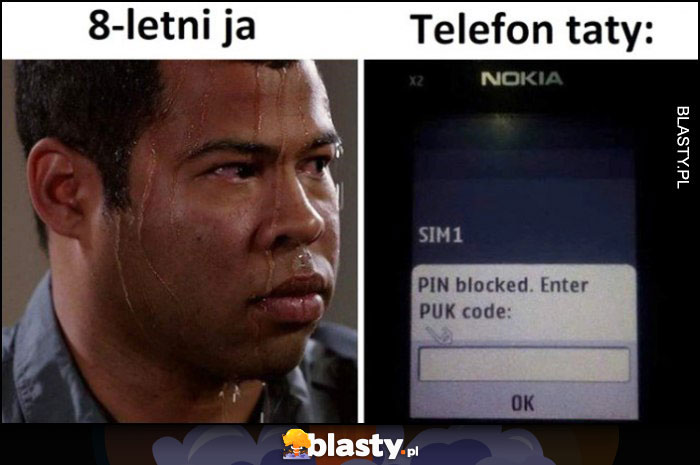 8-letni ja, telefon taty zablokowany PIN, wprowadź kod PUK