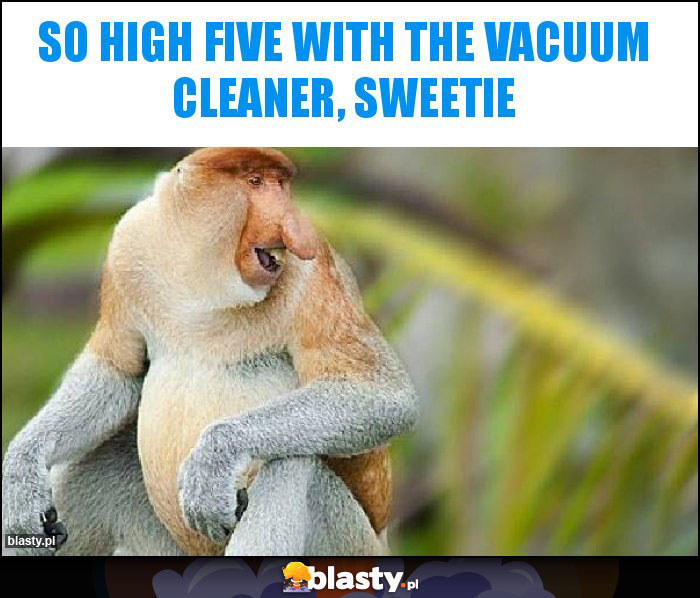 so high five with the vacuum cleaner, Sweetie so high five with the vacuum cleaner, Sweetie