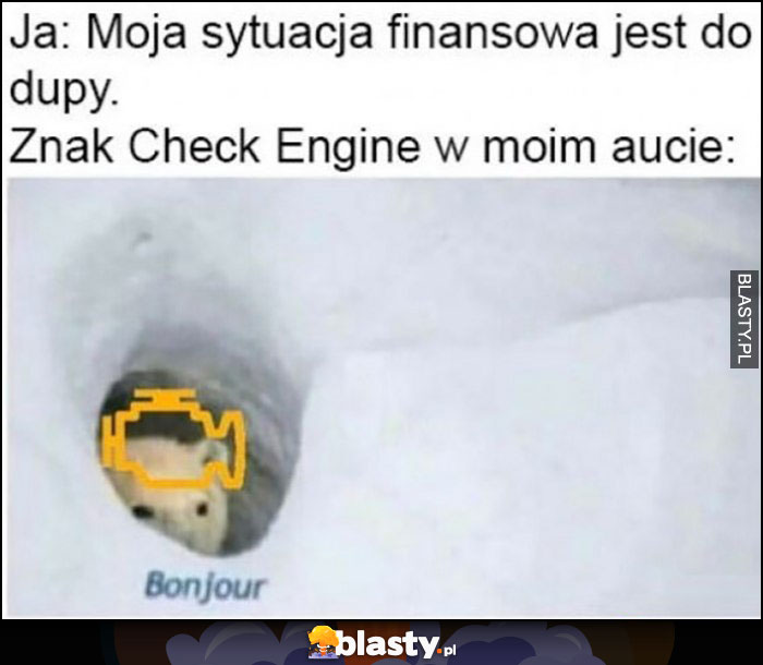 Ja: moja sytuacja finansowa jest do dupy, znak Check Engine w moim aucie witam bonjour