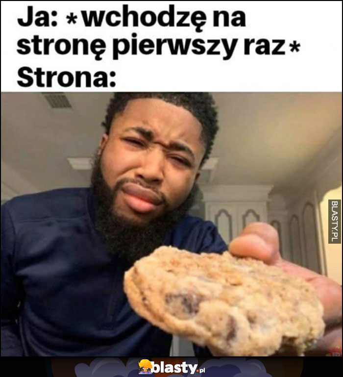 Ja: wchodzę na stronę pierwszy raz, strona daje mi ciasteczko cookies