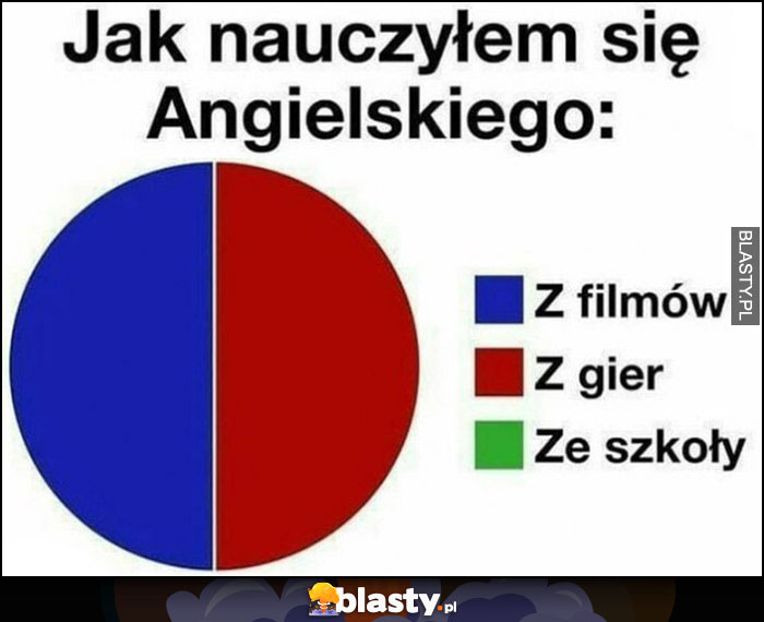 Jak nauczyłem się angielskiego wykres: z filmów, z gier, ale nie ze szkoły