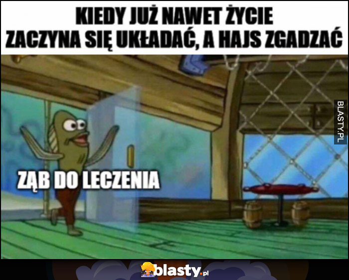 Kiedy już nawet życie zaczyna się układać, a hajs zgadzać wchodzi ząb do leczenia Spongebob