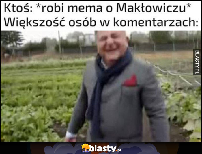 Ktoś robi mema o Makłowiczu, większość osób w komentarzach śmieje się