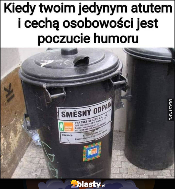 Kiedy Twoim jedynym atutem i cechą osobowości jest poczucie humoru kosz śmieszny odpad