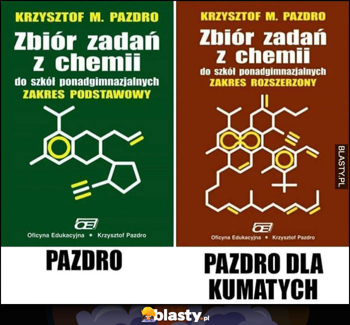 Zbiór zadań z chemii zakres podstawowy Pazdro vs zakres rozszerzony Pazdro dla kumatych