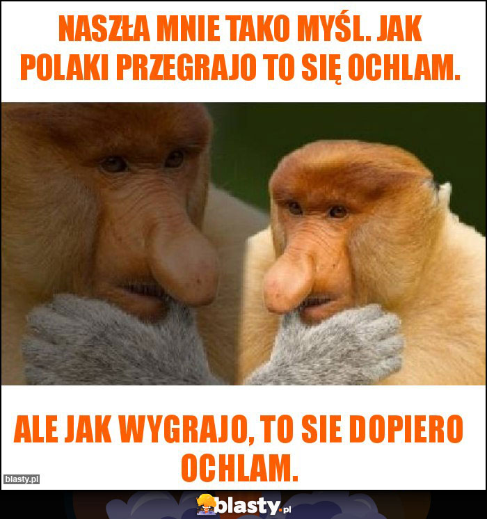 Naszła mnie tako myśl. Jak polaki przegrajo to się ochlam. Naszła mnie tako myśl. Jak polaki przegrajo to się ochlam.
