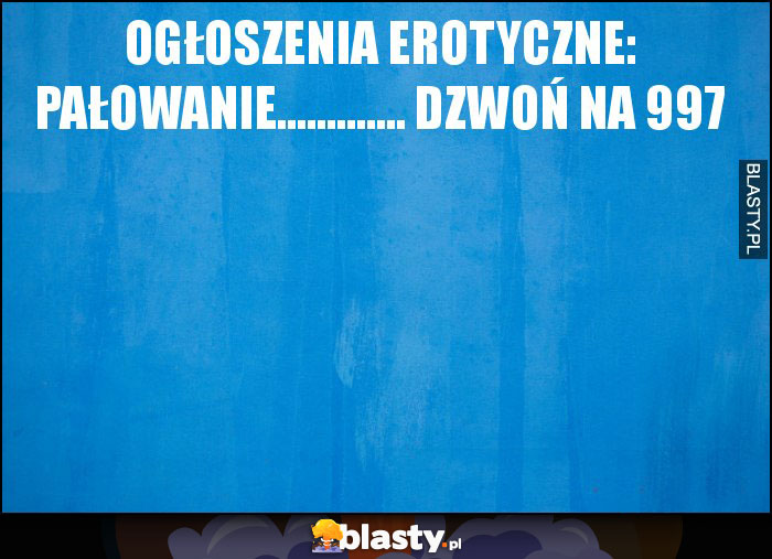 Ogłoszenia erotyczne: pałowanie............. dzwoń na 997 Ogłoszenia erotyczne: pałowanie............. dzwoń na 997