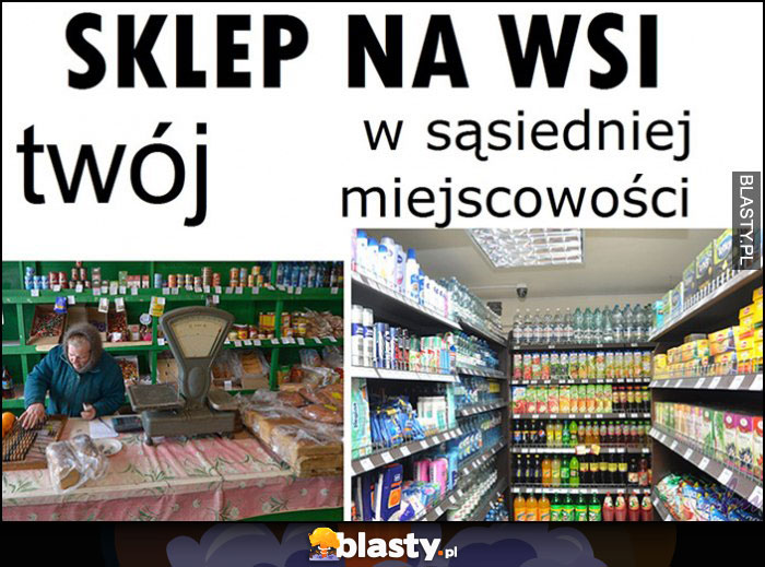 Sklep na wsi: twój vs w sąsiedniej miejscowości porównanie