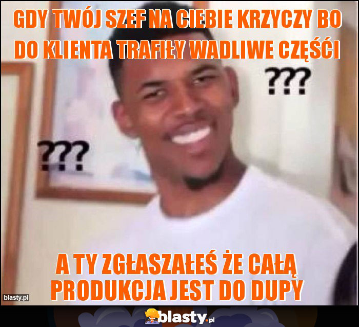 GDY TWÓJ SZEF NA CIEBIE KRZYCZY BO DO KLIENTA TRAFIŁY WADLIWE CZĘŚĆI GDY TWÓJ SZEF NA CIEBIE KRZYCZY BO DO KLIENTA TRAFIŁY WADLIWE CZĘŚĆI
