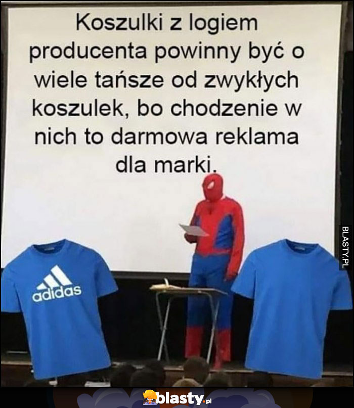 Koszulki z logiem producenta powinny być o wiele tańsze od zwykłych koszulek bo chodzenie w nich to darmowa reklama marki