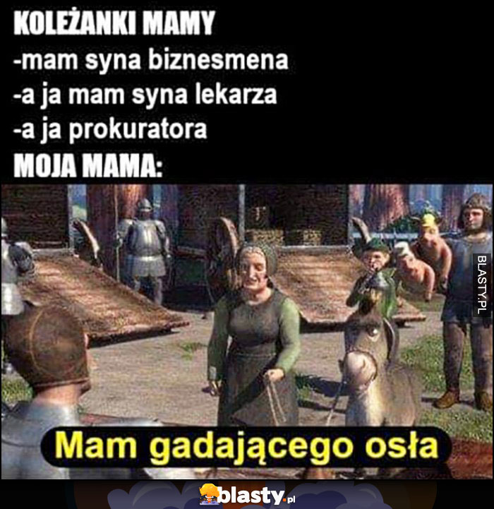 Koleżanki mamy: mamy syna biznesmena, lekarza, prokuratora, moja mama: mam gadającego osła