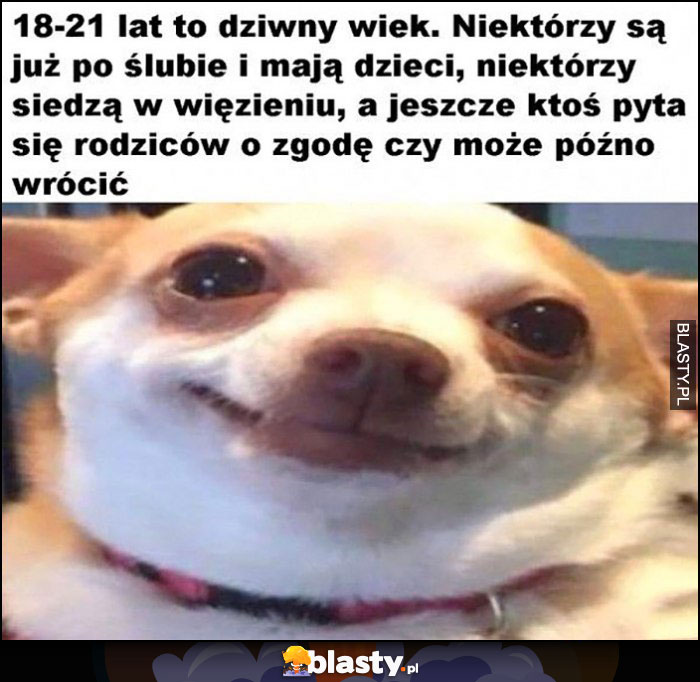 18-21 to dziwny wiek, niektórzy są po ślubie, inni siedzą w więzieniu, a jeszcze ktoś pyta rodziców o zgodę czy może późno wrócić