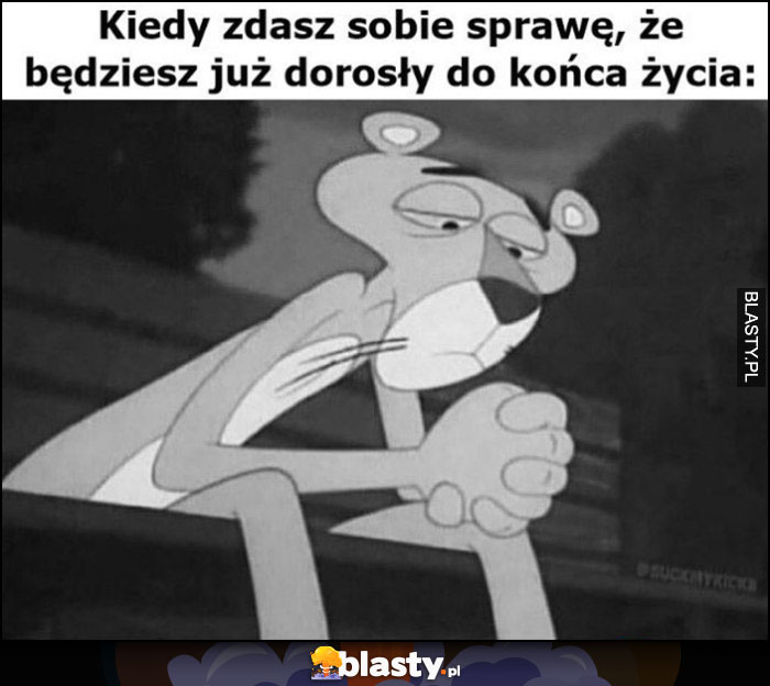 Kiedy zdasz sobie sprawę, że będziesz już dorosły do końca życia Różowa Pantera smutno