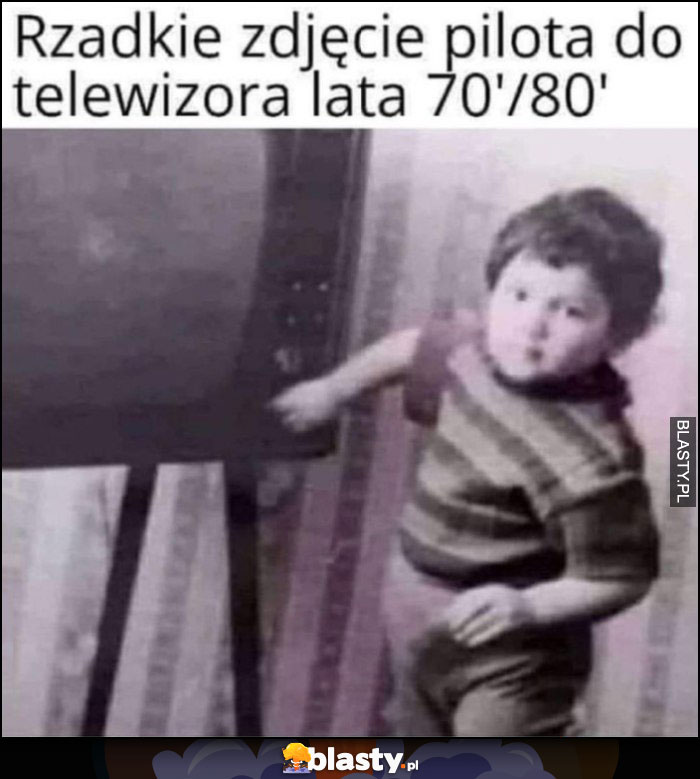 Rzadkie zdjęcie pilota do telewizora, lata 70-80 dziecko