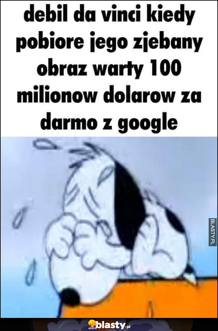 Debil da Vinci kiedy pobiorę jego obraz warty 100 milionów dolarów za darmo z Google płacze