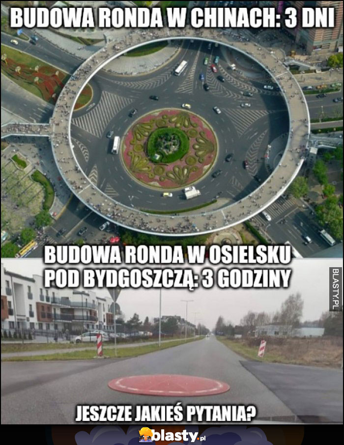 Budowa ronda w Chinach: 3 dni vs budowa ronda pod Bydgoszczą: 3 godziny, jakięś pytania?