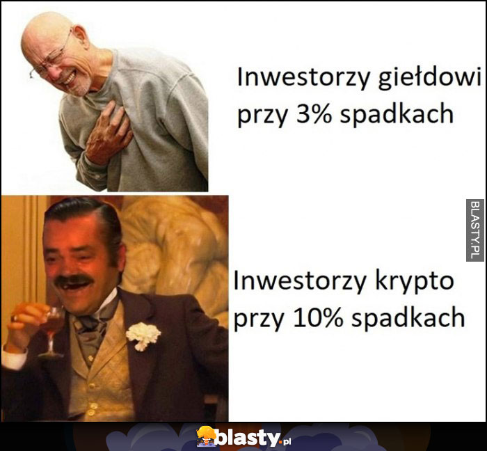 Inwestorzy giełdowi przy 3% spadkach zawał vs inwestorzy krypto przy 10% spadkach popijają szampana