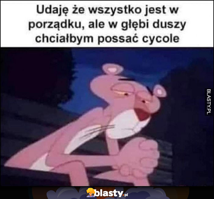 Udaję, że wszystko jest w porządku, ale w głębi duszy chciałbym possać cycole różowa pantera