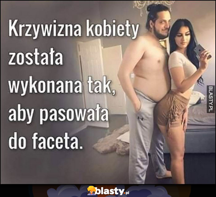 Krzywizna kobiety została wykonana tak, aby pasowała do faceta z wielkim brzuchem