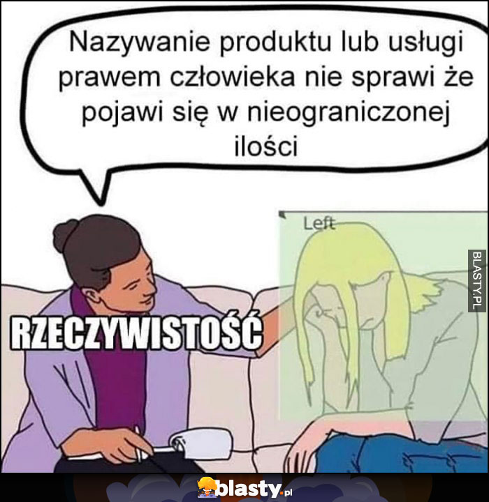 Nazywanie produktu lub usługi prawem człowieka nie sprawi, że pojawi się w nieograniczonej ilości lewak vs rzeczywistość