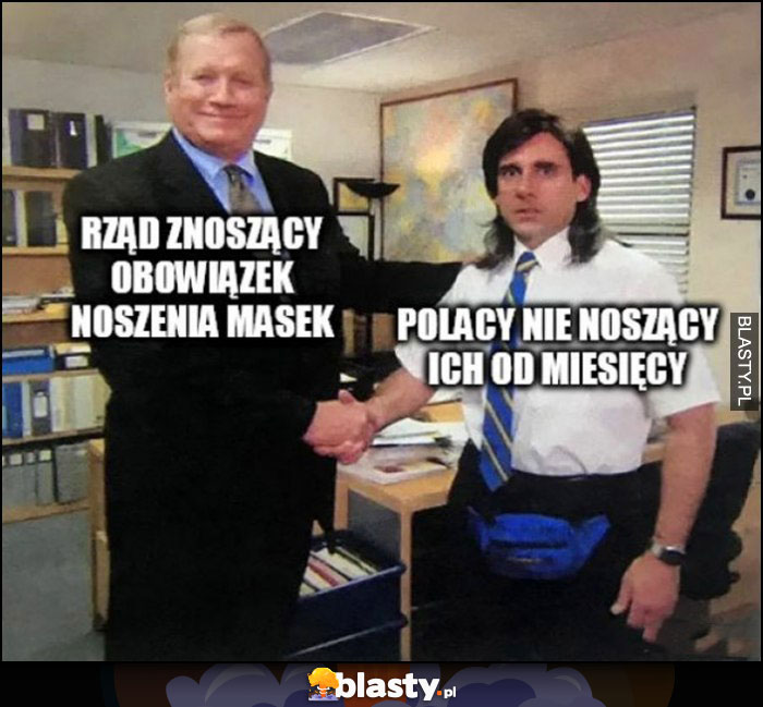 Rząd znoszący obowiązek noszenia maseczek vs Polacy nie noszący ich od miesięcy The Office