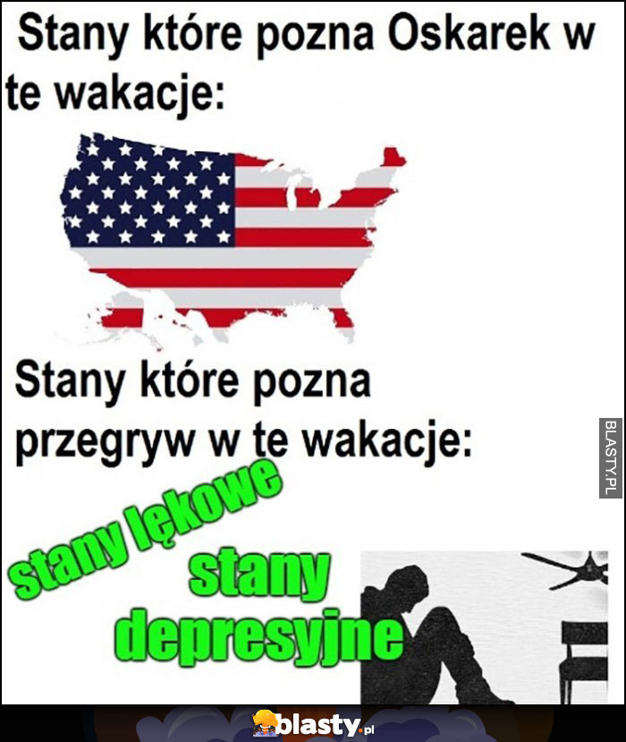 Stany które pozna Oskarek w te wakacje: USA vs stany które pozna przegryw: lękowe i depresyjne