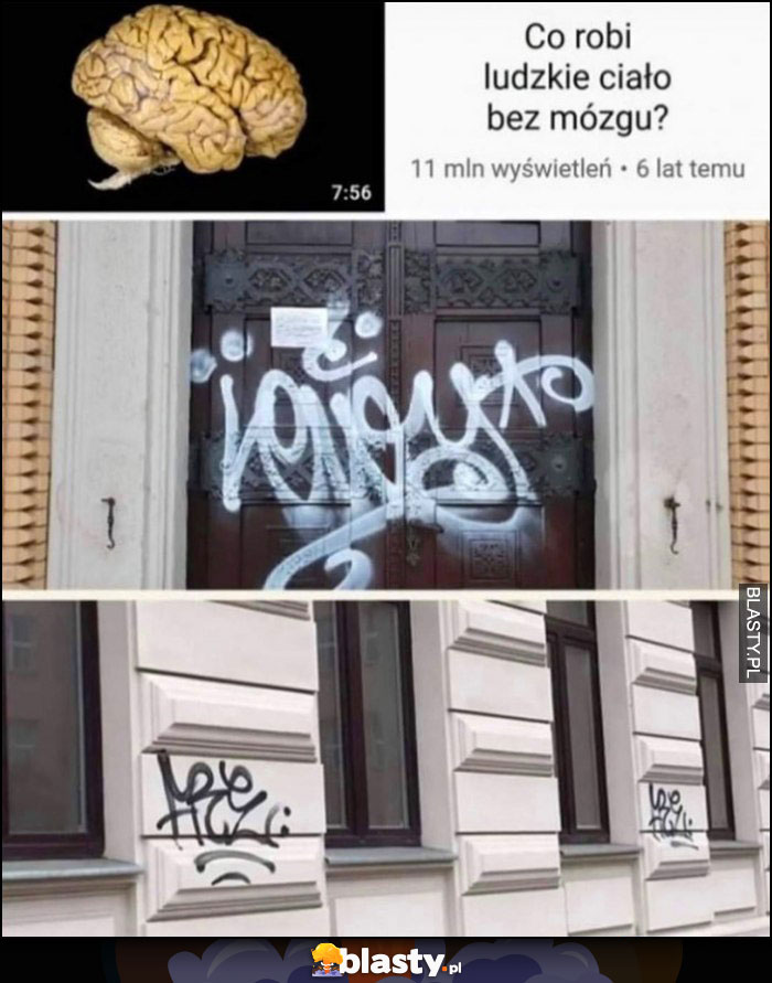 Co robi ludzkie ciało bez mózgu? Tagowanie graffiti sprayowanie ścian budynków