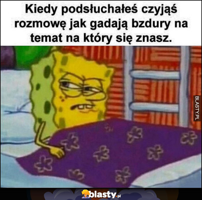 Kiedy posłuchałeś czyjąś rozmowę jak gadają bzdury na temat na którym się znasz Spongebob