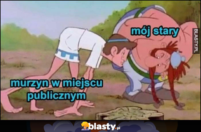 Mój stary vs murzyn w miejscu publicznym Obeliks przygląda mu się